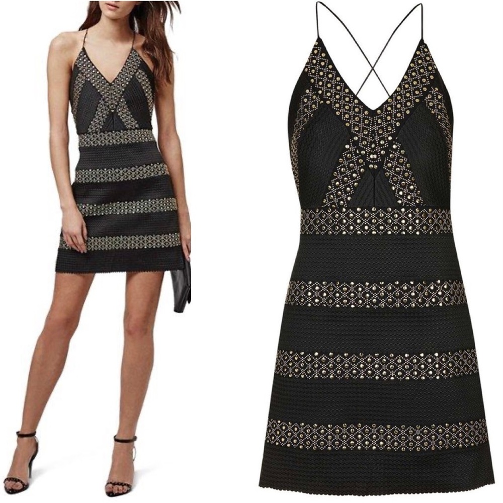 TopShop Studded Little Black Bodycon Dress 4